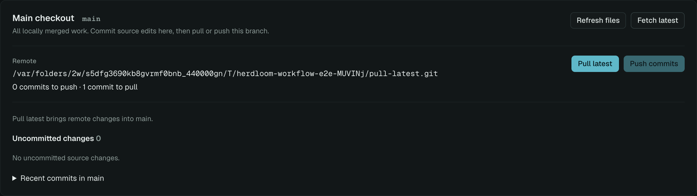 Changes showing incoming commits and Pull latest